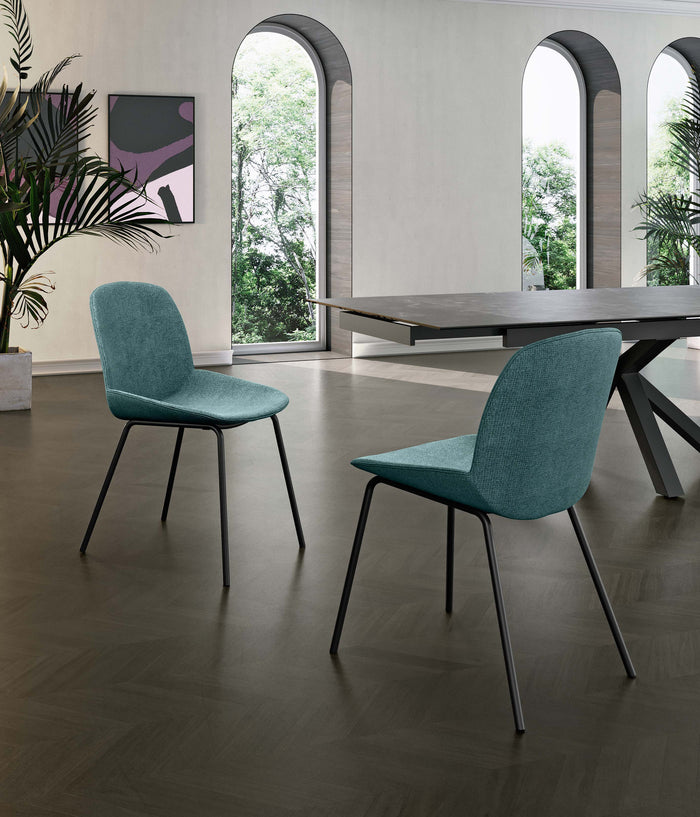 Eva - Sedia in tessuto blu 4 pz