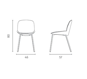 Eva - Sedia in tessuto rosso 4 pz