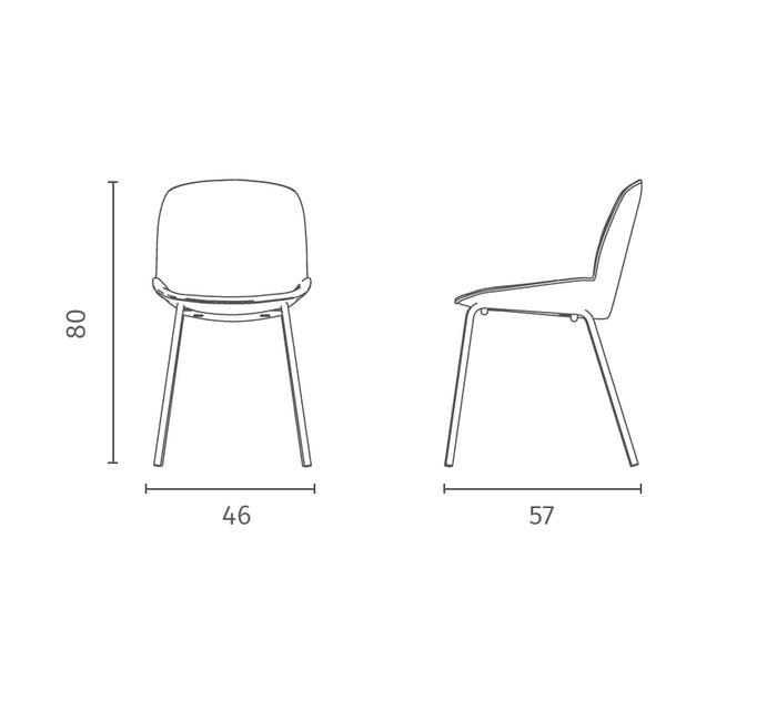 Eva - Sedia in tessuto rosso 4 pz