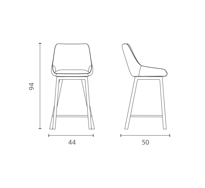 Fox - Sgabello in tessuto nero - Set da 2 pz