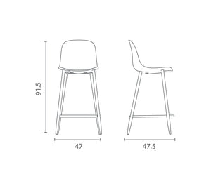 Frida - Sgabello in polipropilene grigio scuro - Set da 4 pz