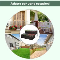 Set 4 Pezzi Fioriere da Esterno Autoirriganti Rialzate Letto da Giardino Rialzato per Fiori Effetto Rattan in PP, Marrone