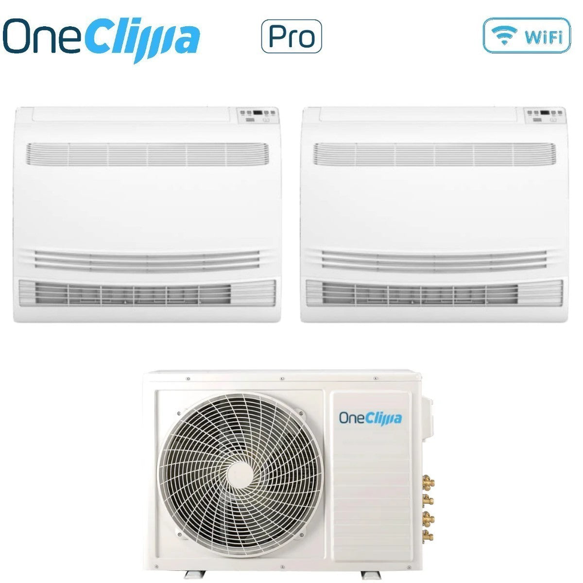 Condizionatore OneClima Dual Split Console 12+12 con MLT18x2/Y24 R-32 Wi-Fi Optional con Telecomando di Serie