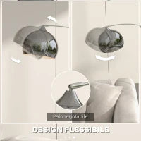 Lampada da Terra Vintage ad Arco con Asta Regolabile, Interruttore a Pedale, Attacco E27, Argento