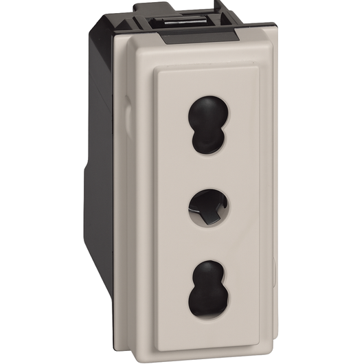 Bticino living now presa 2p+t 16a 250v 1 modulo con alveoli schermati *** colore sabbia, confezione 1