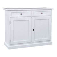 Credenza 2 ante 2 cassetti arte povera in legno massello e mdf con rifinitura in bianco 105x42x85 H
