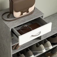 Set Mobile da Ingresso con Appendiabiti a 6 Ganci, Mobile Scarpiera con Cassetto e Specchio, Grigio