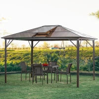 Gazebo da Giardino 3.6x3m con Tetto Apribile in Policarbonato e Struttura in Alluminio