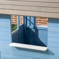 Casa per Bimbi 3-7 Anni con Staccionata, Portavasi, Porta e Finestre, in Legno di Abete, 151x112.5x142 cm, Blu