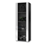 Vetrina Tivoli, Komodee, Nero/Bianco, Larghezza 55 cm x Altezza 159 cm x Profondità 35 cm, senza LED, 3 ripiani, Per soggiorno, Camera da letto, anticamera
