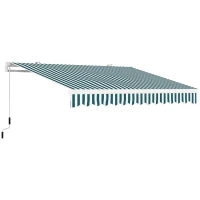 Tenda da Sole a Bracci Avvolgibile a Manovella in Metallo e Alluminio, 4x2.5m, Verde e Bianco