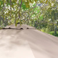 Ombrellone 3x3 m a Braccio con 8 Stecche, Pedale e Manovella, in Alluminio e Poliestere, color Khaki