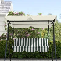 Tetto di Ricambio per Dondolo 3 Posti Impermeabile in Tessuto Oxford Bianco Crema, 210x145 cm