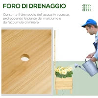 Fioriera da Esterno in Legno di Abete con Grigliato e Fori di Drenaggio, 90x43x150 cm