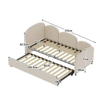 Divano Letto con cassetti, per camera da letto e soggiorno, 90x200 cm,senza materasso, Beige