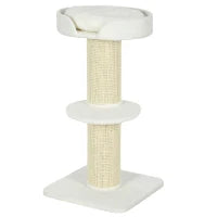 Albero per Gatti 91cm Giochi con Letto per Gatti, Piattaforma in Lana d'Agnello Crema