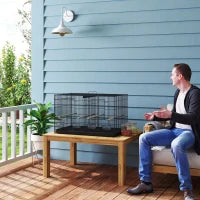 Gabbia per Uccelli con Divisore 4 Mangiatoie 4 Posatoi Vassoio Estraibile per Pappagalli Canarini Parrocchetti 76x46x46 cm Nero