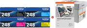 ORIGINAL Brother Value Pack nero / ciano / magenta / giallo / Bianco TN-248 MCVP + Prindo Universal Papier 2500 Blatt ~4000 Seiten