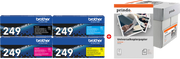 ORIGINAL Brother Value Pack nero / ciano / magenta / giallo / Bianco TN-249 MCVP + Prindo Universal Papier 2500 Blatt ~16500 Seiten