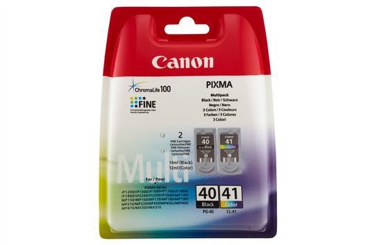 ORIGINAL Canon Multipack nero / differenti colori PG-40+CL-41 MCVP 0615B043 ~728 Seiten Cartuccia d'inchiostro Multipack PG-40/CL-41 C/M/Y