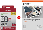 ORIGINAL Canon Value Pack nero / differenti colori / Bianco PG-545XL + CL-546XL MCVP + Prindo Universal Papier 500 Blatt ~700 Seiten