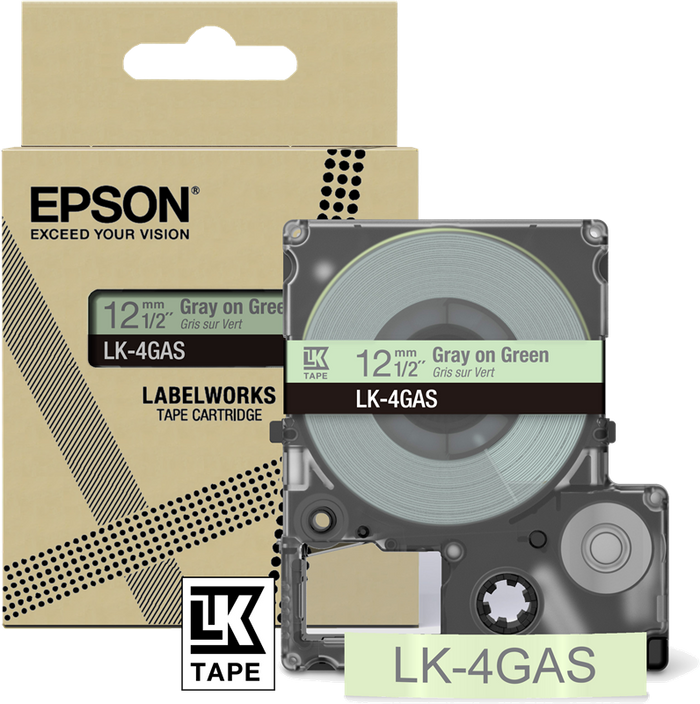 ORIGINAL Epson Nastro Grigiosuverde chiaro LK-4GAS C53S672105