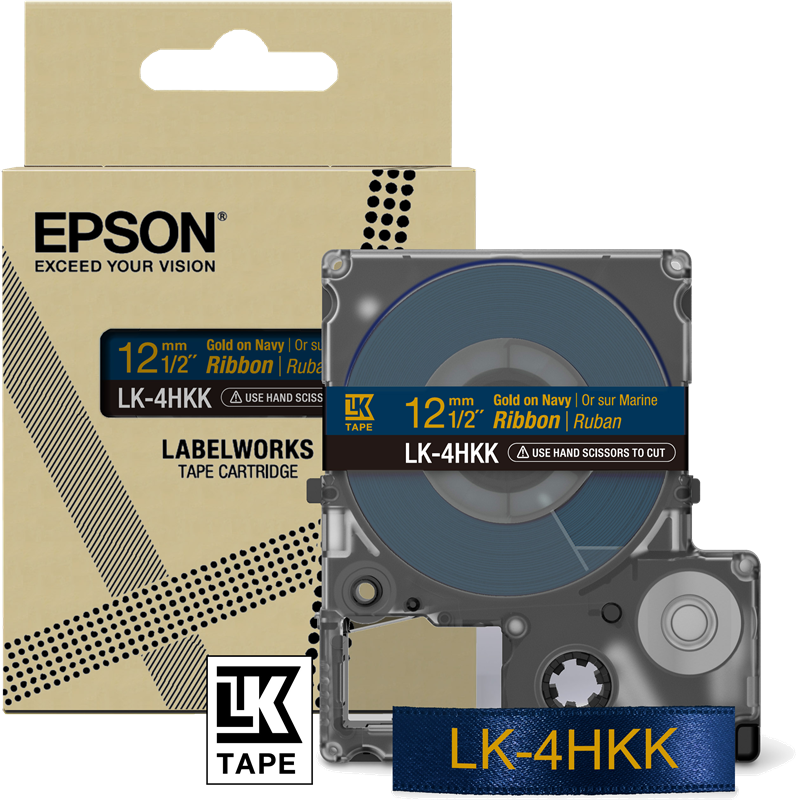 ORIGINAL Epson Nastro LK-4HKK C53S654002 Nastro satinato per etichettatrici Epson LK-4HKK oro/blu 12 mm (5 m)