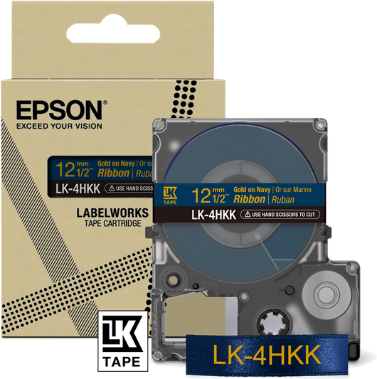 ORIGINAL Epson Nastro LK-4HKK C53S654002 Nastro satinato per etichettatrici Epson LK-4HKK oro/blu 12 mm (5 m)