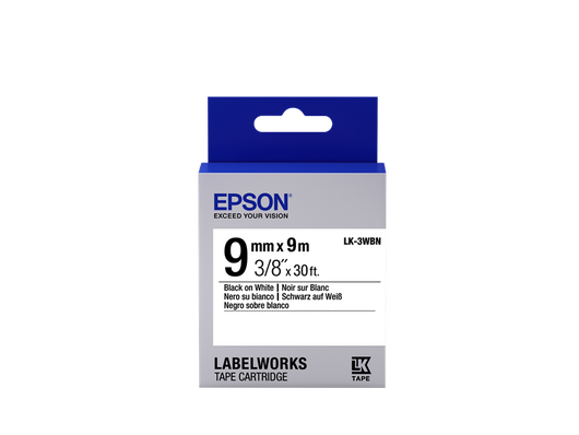 ORIGINAL Epson Nastro Nero su bianco LK-3WBN C53S653003