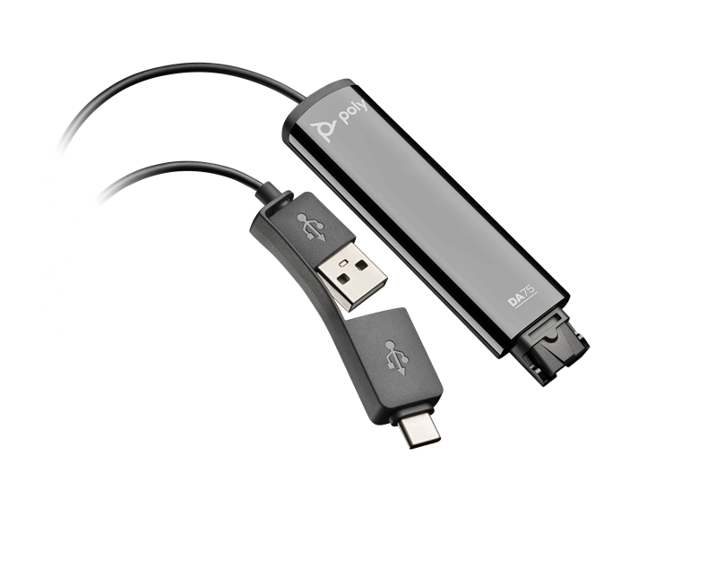 ORIGINAL HP Poly Accessori per computer nero 786C6AA DA75 - Soundkarte Adattatore da USB a QD Poly DA75
