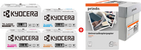ORIGINAL Kyocera Value Pack nero / ciano / magenta / giallo / Bianco TK-5450 MCVP + Prindo Universal Papier 2500 Blatt ~13700 Seiten