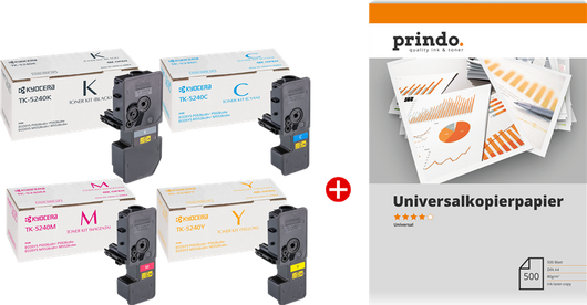 ORIGINAL Kyocera Value Pack nero / ciano / magenta / giallo TK-5240 MCVP 02 + Prindo Universal Papier 500 Blatt ~13000 Seiten