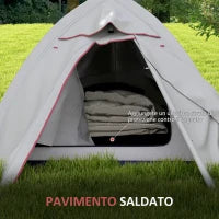 Tenda da Campeggio con Borsa da Trasporto, in Poliestere e Alluminio, 300x135x110 cm, Grigio Chiaro