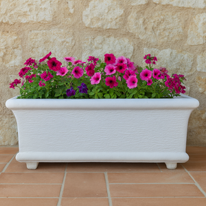 Fioriera giardino cemento effetto pietra bianca l.90xp.40xh.40 cm serie grecale