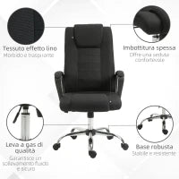 Sedia da Ufficio Ergonomica, Basculante e Imbottita con Altezza Regolabile, 62x76x110-119 cm, Nero