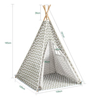 Tenda Indiani Bambini Casa per Bambini con 1 portella e 1 Finestra Righe bianco sporco OSS03,IT
