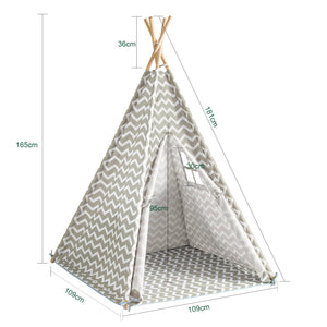 Tenda Indiani Bambini Casa per Bambini con 1 portella e 1 Finestra Righe bianco sporco OSS03,IT