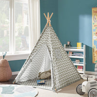 Tenda Indiani Bambini Casa per Bambini con 1 portella e 1 Finestra Righe bianco sporco OSS03,IT
