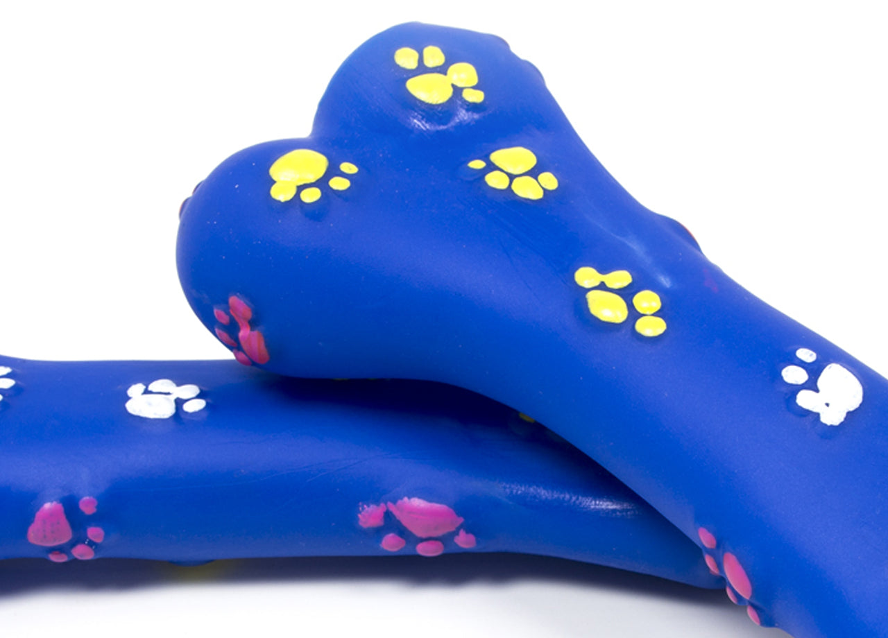 Gioco Pet Resistente Per Animali Domestici Con Effetti Sonori Modello Osso Blu - Set 2 Pezzi - Blu