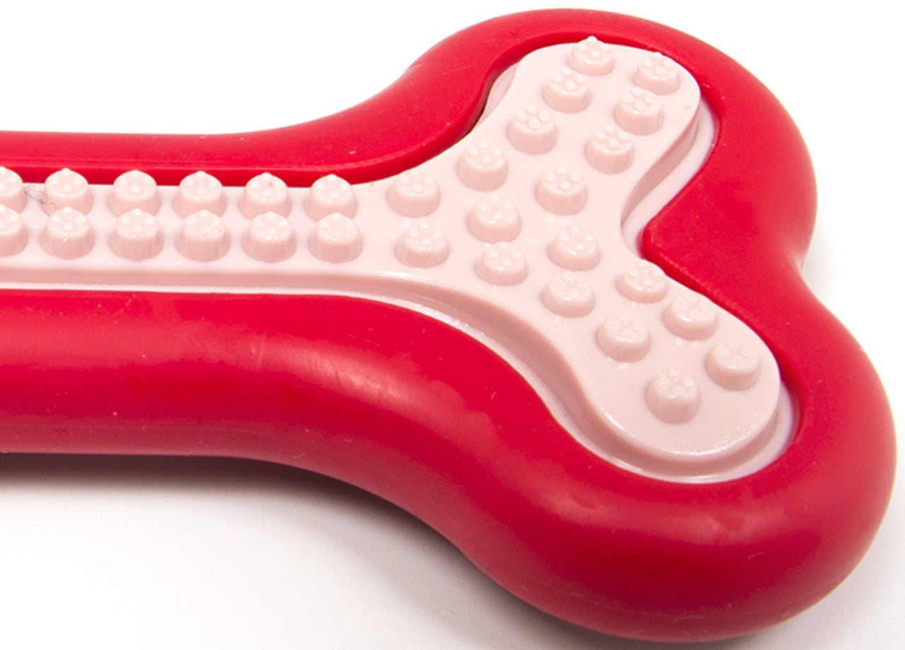 Gioco Pet Resistente Per Animali Domestici Con Effetti Sonori Modello Osso Rosso - Set 2 Pezzi - Rosso