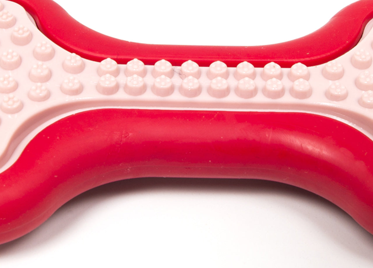 Gioco Pet Resistente Per Animali Domestici Con Effetti Sonori Modello Osso Rosso - Set 2 Pezzi - Rosso