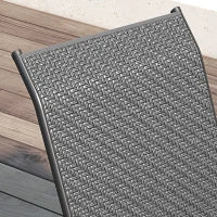 Set 4 Sedie da Giardino Impilabili con Braccioli in Rattan PE e Acciaio, Grigio