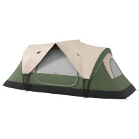 Tenda da Campeggio 6 Posti con 2 Stanze Separate, Poliestere e Fibra di Vetro, 450x215x180 cm, Verde Scuro