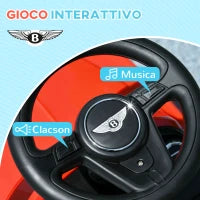 Macchina Cavalcabile a Spinta per Bambini 18-36 Mesi con Licenza Bentley Bentayga, Clacson e Musica, Rosso