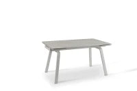 E-STYLO Tavolo allungabile con top marmo bianco in ceramica e gambe in metallo bianco, 80cm X 140/200cm H. 76cm.