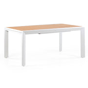 Tavolo da giardino allungabile Olbia in alluminio bianco e legno 160/260x100x075 cm