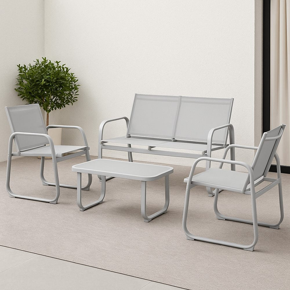 Set da giardino completo in acciaio Ecosteel grigio