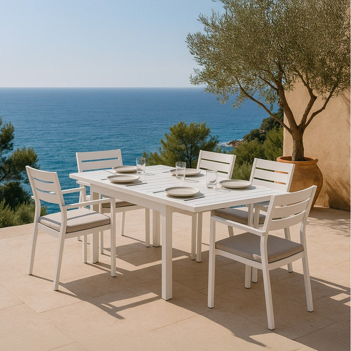 Tavolo estensibile da giardino in alluminio 82-163 cm Lipari bianco