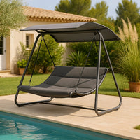 Dondolo giardino a letto con tettuccio Regan grigio