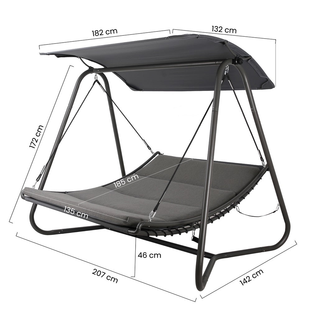 Dondolo giardino a letto con tettuccio Regan grigio